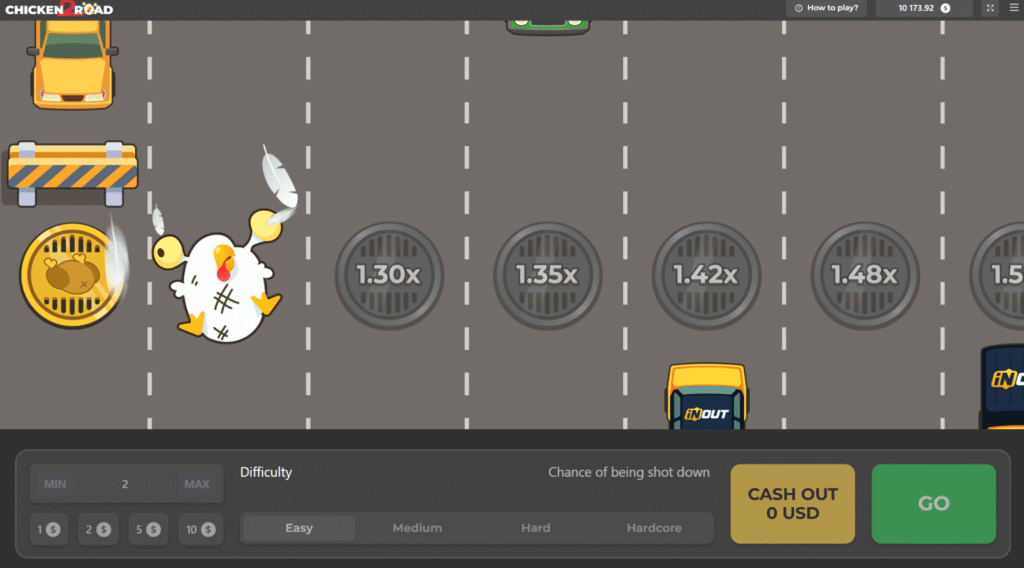 juego de la gallina que cruza la carretera
